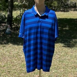 Men's Nike Dri Fit Blue Striped Polo Shirt Size XXL